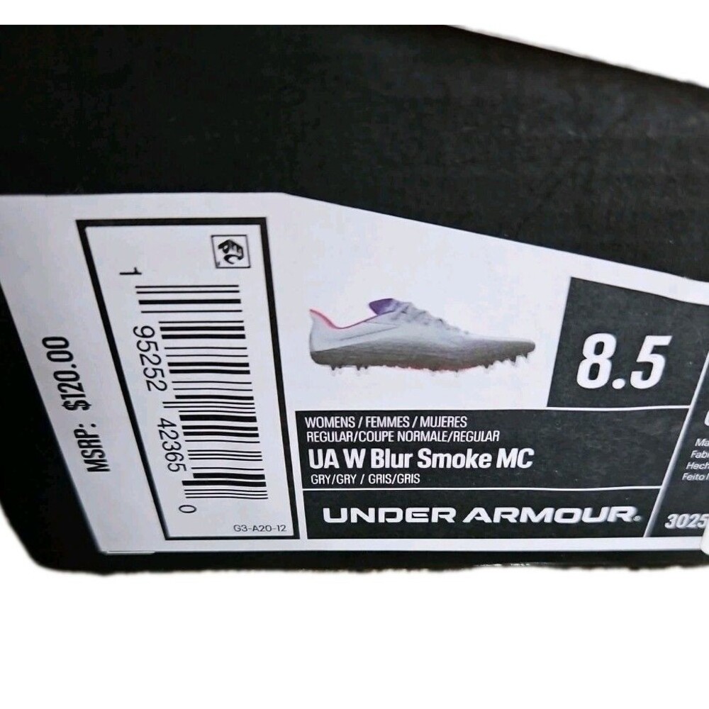Under Armour UA Blur Smoke MC Womens Gray Purple Soccer/Lacrosse Cleats SZ 8.5 - Picture 2 of 9